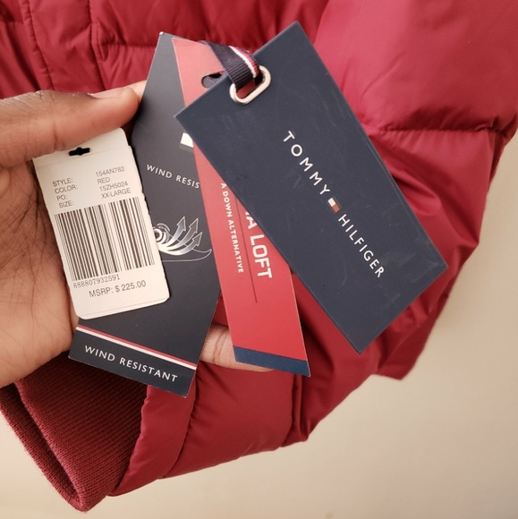 🦋Tommy Hilfiger RED Puffer Jacket Coat NWT - Picture 6 of 10